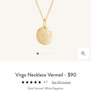 Virgo Necklace Vermeil, White Sapphire